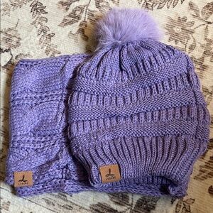 Lorome Lavender Knit Hat and Scarf Set